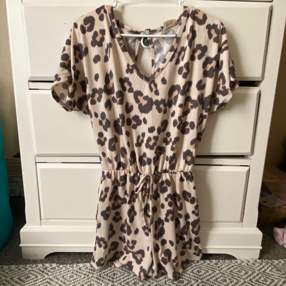 Cheetah Print Romper with Pockets